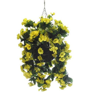 10" Nasturtium Hanging Basket Yellow - Artificial Flower