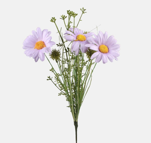 47cm Lilac Daisy Bunch with Foliage - Artificial Flower