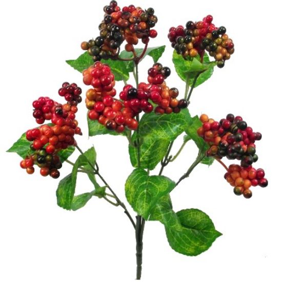 32cm Red/Orange Berry Bush - Christmas Artificial