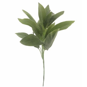 32cm Artificial Flocked Sage Leaf Pick Grey/Green Foliage