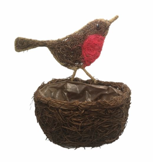 28cm Natural Salim Robin Oval Planter with Lining - Christmas Decoration Gift