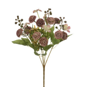 32cm Chrysanthemum Hydrangea and Berry Bush - Vintage Pink Mauve
