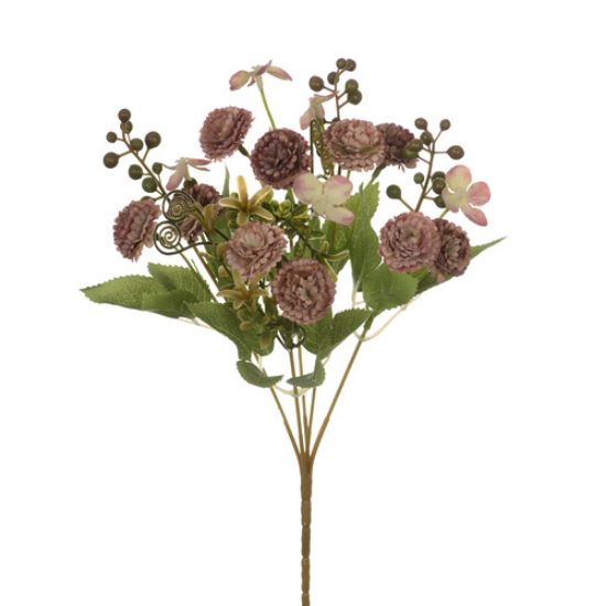 32cm Chrysanthemum Hydrangea and Berry Bush - Vintage Pink Mauve