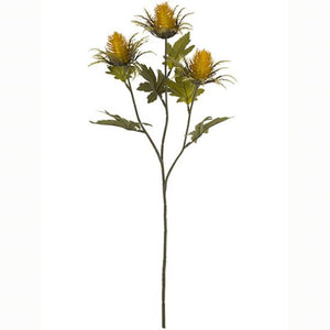 67cm Mustard / Yellow Teasel Spray - Artificial Single Stem