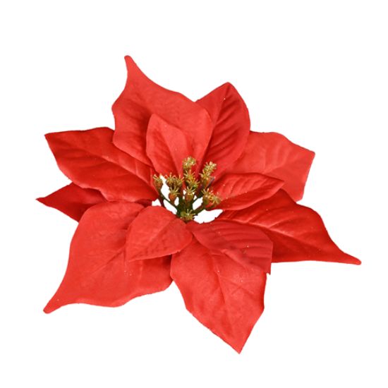17cm Red Poinsettia - x 12pcs Single Loose Heads - Artificial Christmas Wreath