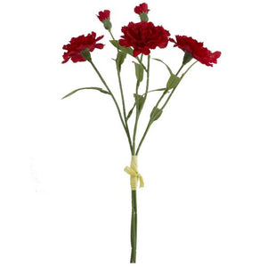 40cm Red Carnation Bundle with Raffia Tie (3 Stems)