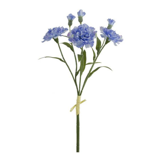 40cm Blue Carnation Bundle with Raffia Tie (3 Stems)