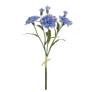 40cm Blue Carnation Bundle with Raffia Tie (3 Stems)