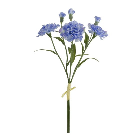 40cm Blue Carnation Bundle with Raffia Tie (3 Stems)