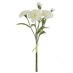 40cm Ivory Carnation Bundle with Raffia Tie (3 Stems)
