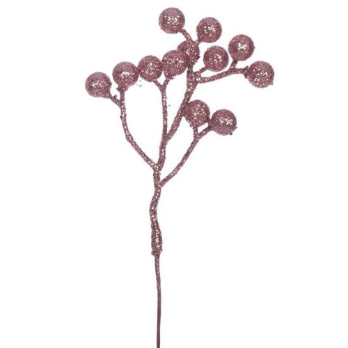 100 x 17cm Pink Glittered Berry Picks - FULL BAG (XB18)