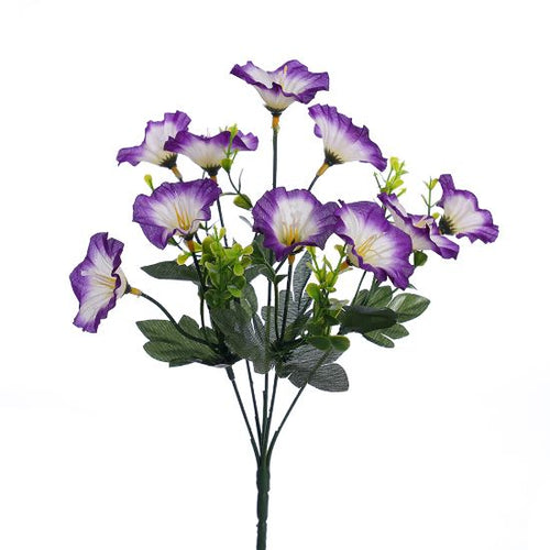 30cm Purple / Ivory Morning Glory Bush - Artificial Flower