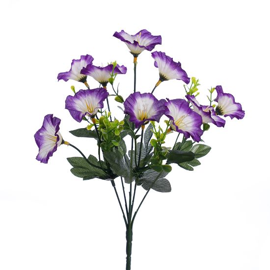 30cm Purple / Ivory Morning Glory Bush - Artificial Flower
