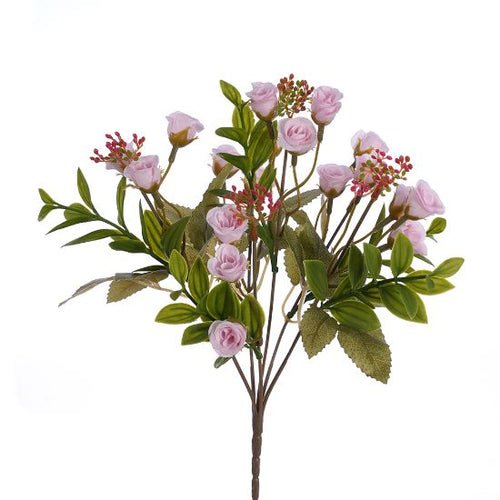 30cm Baby Pink Mini Rosebud Bush - Artificial Flower