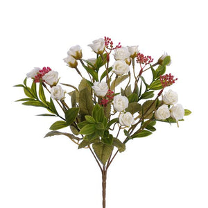 30cm Ivory Mini Rosebud Bush - Artificial Flower
