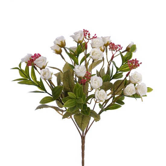 30cm Ivory Mini Rosebud Bush - Artificial Flower