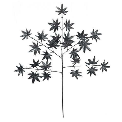 86cm Large Black Glossy Glitter Leaf Spray - Christmas Xmas Artificial (XB10)