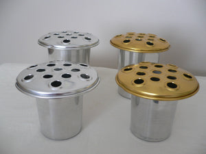 British Made Metal Grave Vase Pot Insert (Gold or Silver Lid - 10 or 12 cm).