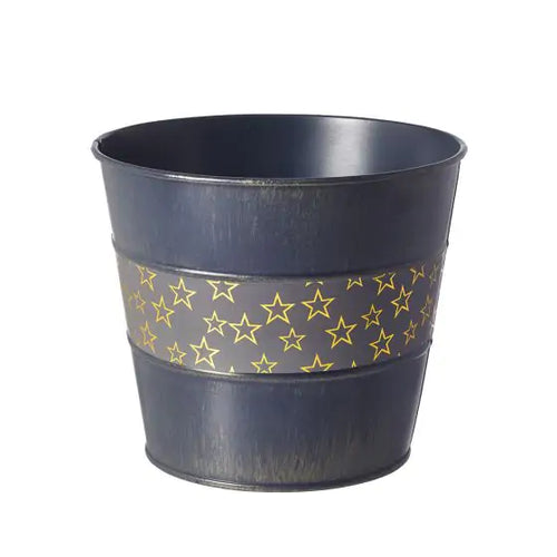 15cm Oasis Rustic Twinkle Lined Pot - Navy Blue