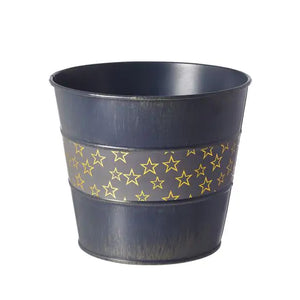 15cm Oasis Rustic Twinkle Lined Pot - Navy Blue
