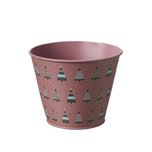 12cm x 15cm Oasis Blush Pink Christmas Tree Metal Pot
