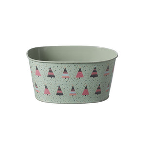 18cm Oasis Sage Green and Pink Christmas Tree Metal Trough