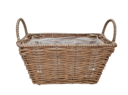 25cm Brown Trough Planting Basket with Ears - Plastic Lined
