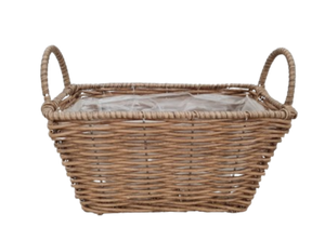 25cm Brown Trough Planting Basket with Ears - Plastic Lined