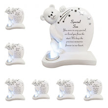 Load image into Gallery viewer, Teddy Plaque with Silver Candle Graveside Child Baby Memorial Ornament Tribute