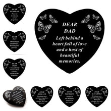 Load image into Gallery viewer, Black and White Memorial Heart Tribute Grave Remembrance Ornament Plaque