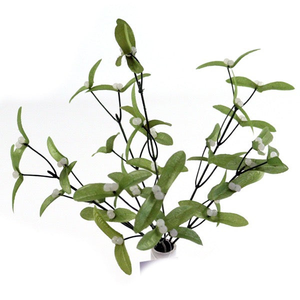 30cm Mistletoe Bush - Christmas Artificial White Green