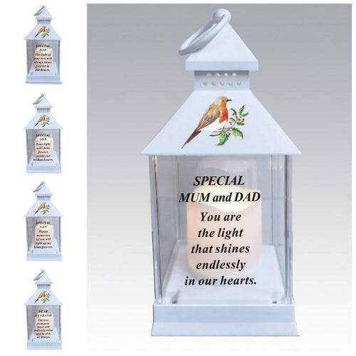 Memorial Light Up Lantern - Robin Candle Graveside Memory Remembrance