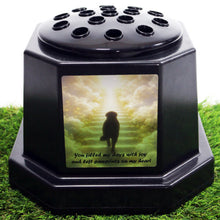 Load image into Gallery viewer, Memorial Grave Flower Pot Vase Hex Graveside Black Insert - INCLUDES FREE STICKER