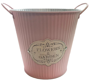 17cm Baby Pink 'Flowers and Garden' Zinc Pot Container