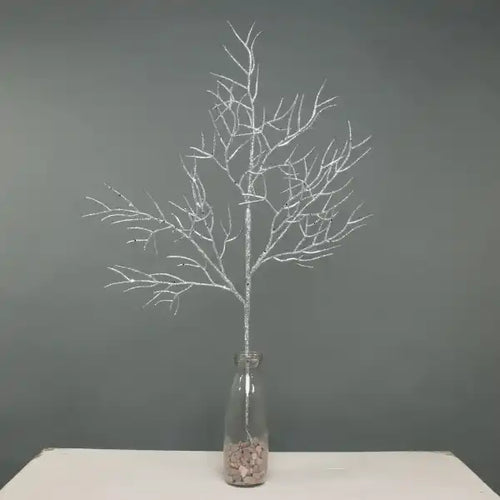 65cm Silver Glitter Twig Branch - Christmas Xmas Artificial Greenery