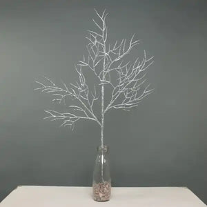 65cm Silver Glitter Twig Branch - Christmas Xmas Artificial Greenery