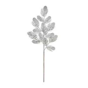70cm Large Silver Glitter Feather Spray - Christmas Xmas Artificial (XB16)