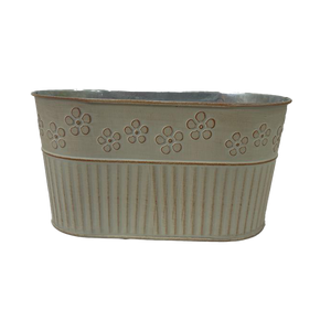 25cm Floral Metal Rustic Trough Container