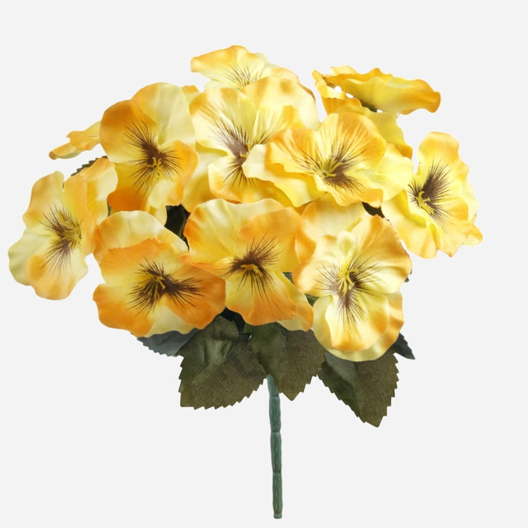 26cm Yellow Pansy Flower Bush - Artificial Flower