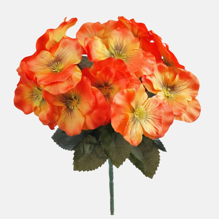 26cm Orange Pansy Flower Bush - Artificial Flower