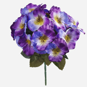 26cm Purple/Cream Pansy Flower Bush - Artificial Flower