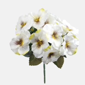 26cm Cream Pansy Flower Bush - Artificial Flower