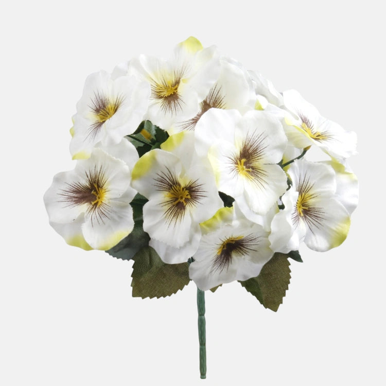 26cm Cream Pansy Flower Bush - Artificial Flower