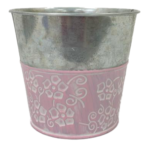 14cm Pastel Pink Metal Rustic Pot Container