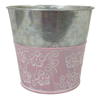 14cm Pastel Pink Metal Rustic Pot Container