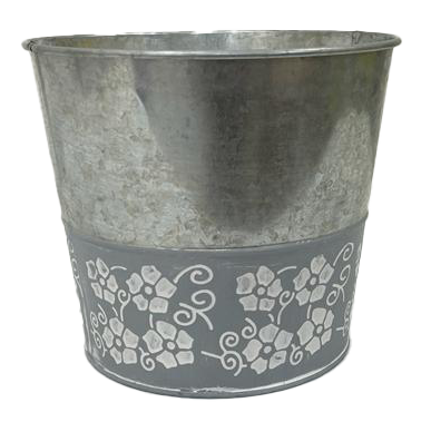 14cm Pastel Grey Metal Rustic Pot Container