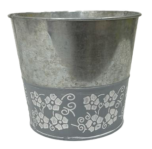 14cm Pastel Grey Metal Rustic Pot Container