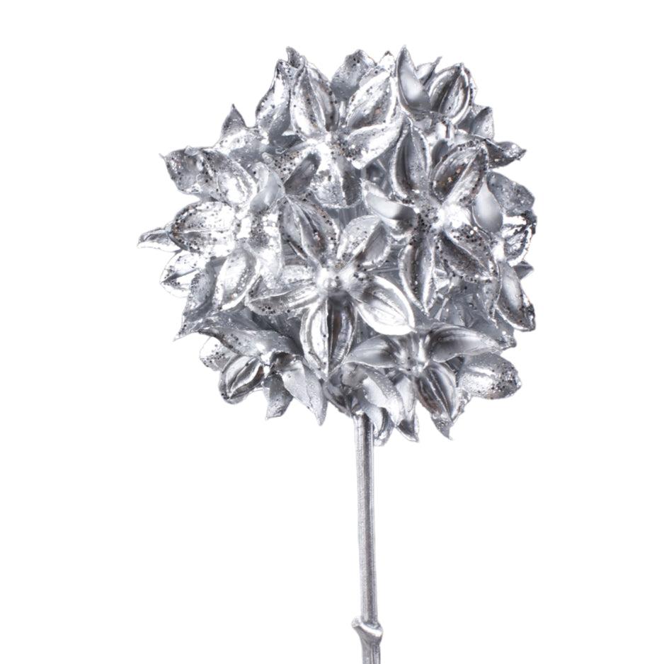 65cm Large Silver Metallic Flowering Onion Single Stem - Christmas Xmas Artificial (XB2)