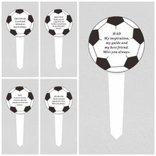 Load image into Gallery viewer, Black &amp; White Plastic Football Memorial Stake Graveside Stick Spike Crematorium