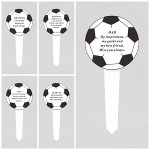 Black & White Plastic Football Memorial Stake Graveside Stick Spike Crematorium